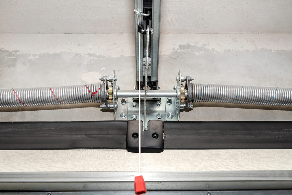 Springs,Tensioning,The,Home,Garage,Door,Mechanism,,View,From,The